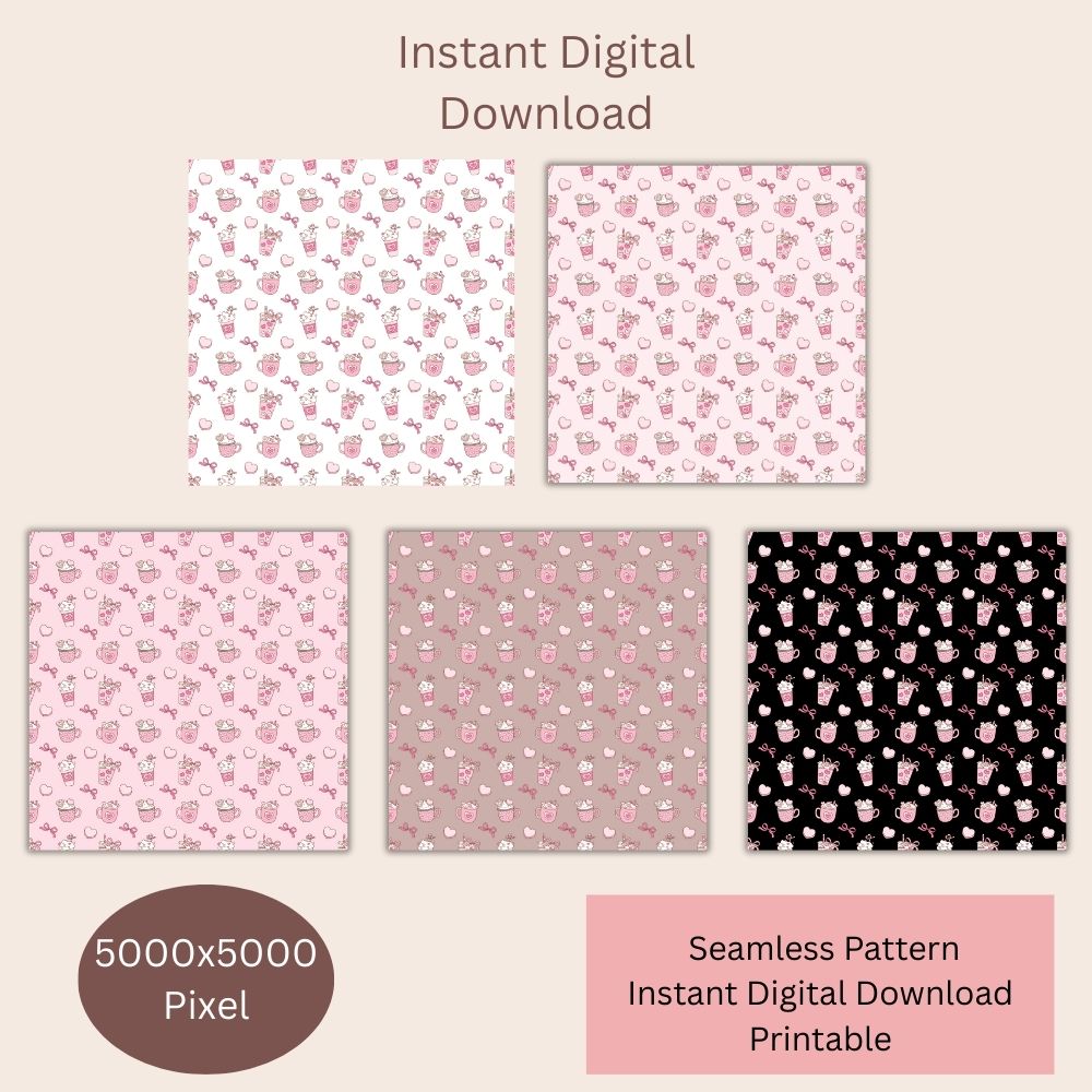 Heart & Sweets Seamless Repeating Pattern Paper Bundle Set