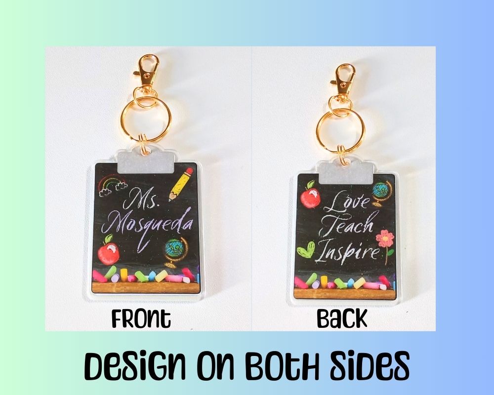 CUSTOM Chalkboard Clipboard Resin Acrylic Keychain