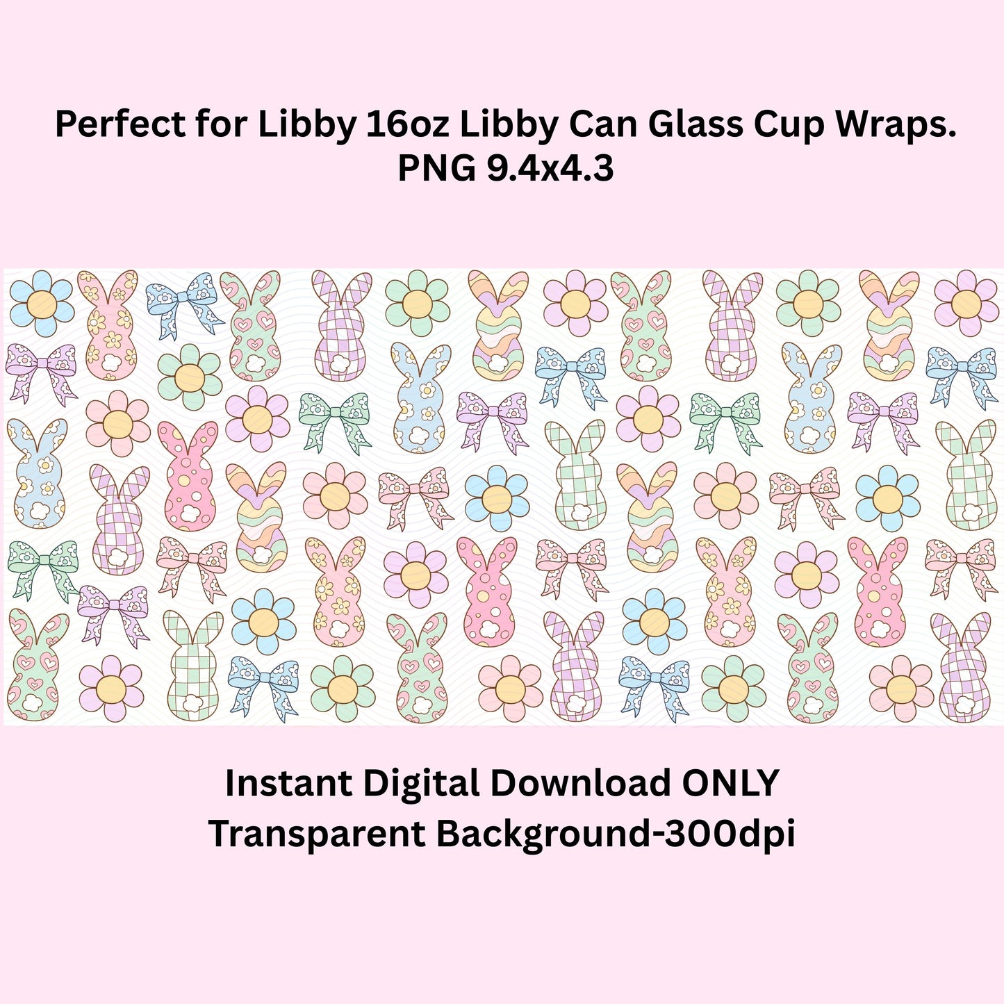 Easter Bunny Libbey Glass Can Cup Wrap