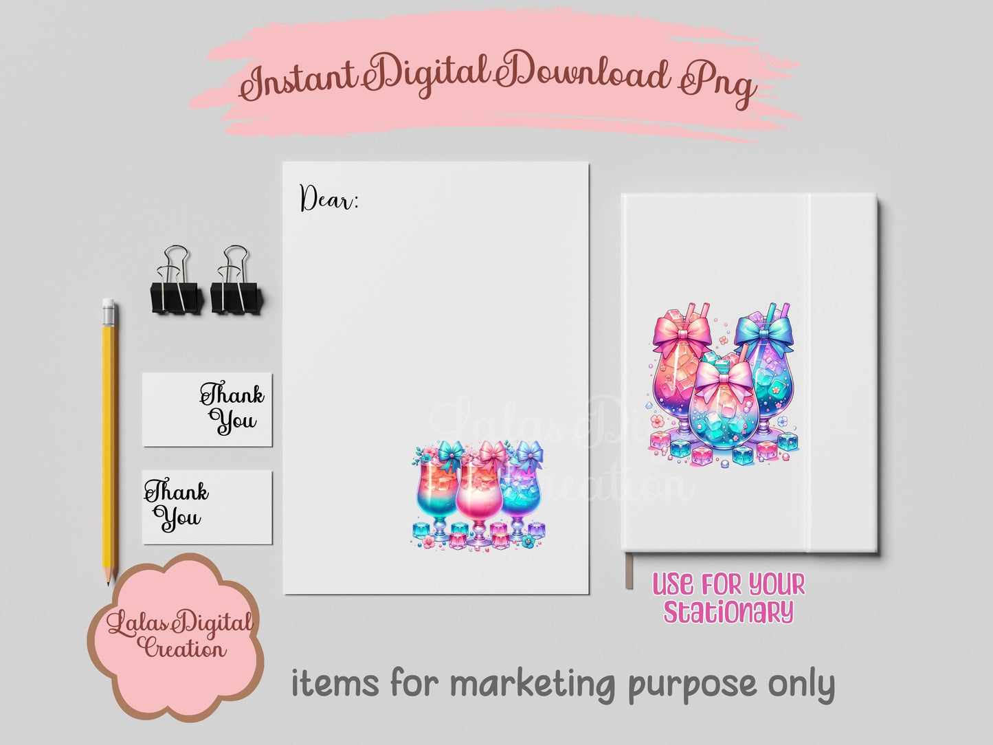 Fancy Iced Drink Clipart Bundle Instant Digital PNG Download