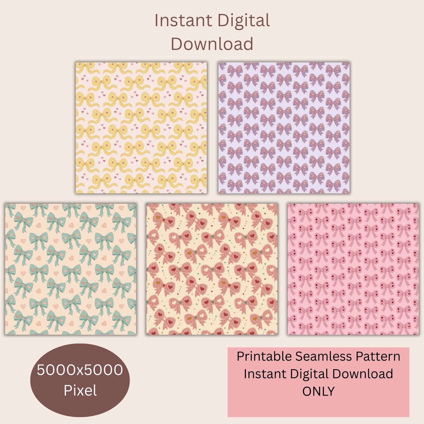 Faux Crochet Bows Seamless Repeating Pattern Paper Bundle