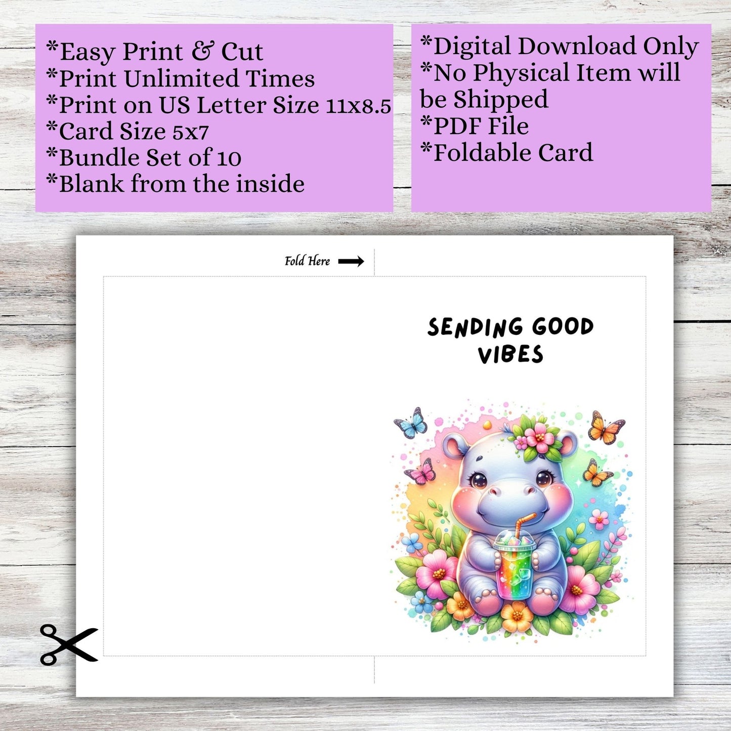 Animal Friends Printable Digital Greeting Cards Bundle Set