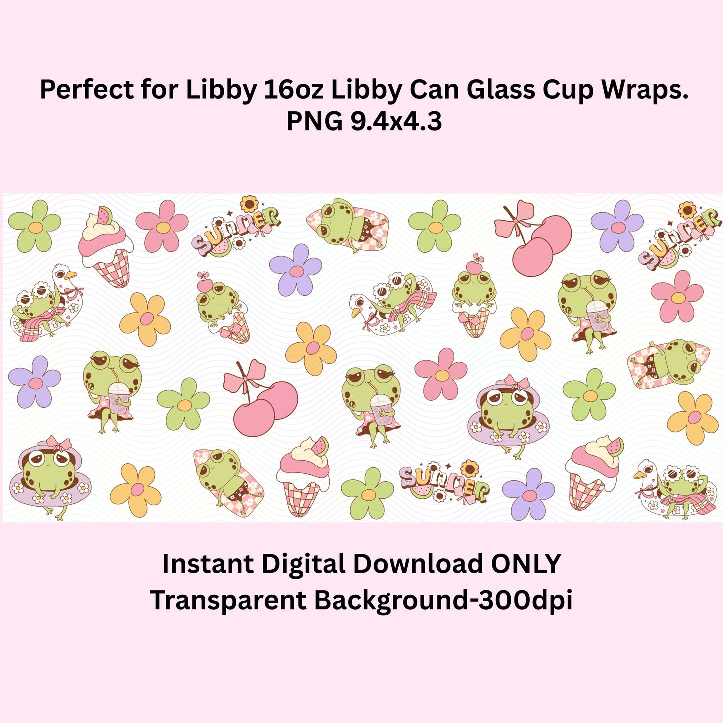 Cute Frog Libbey Glass Can Cup Wrap