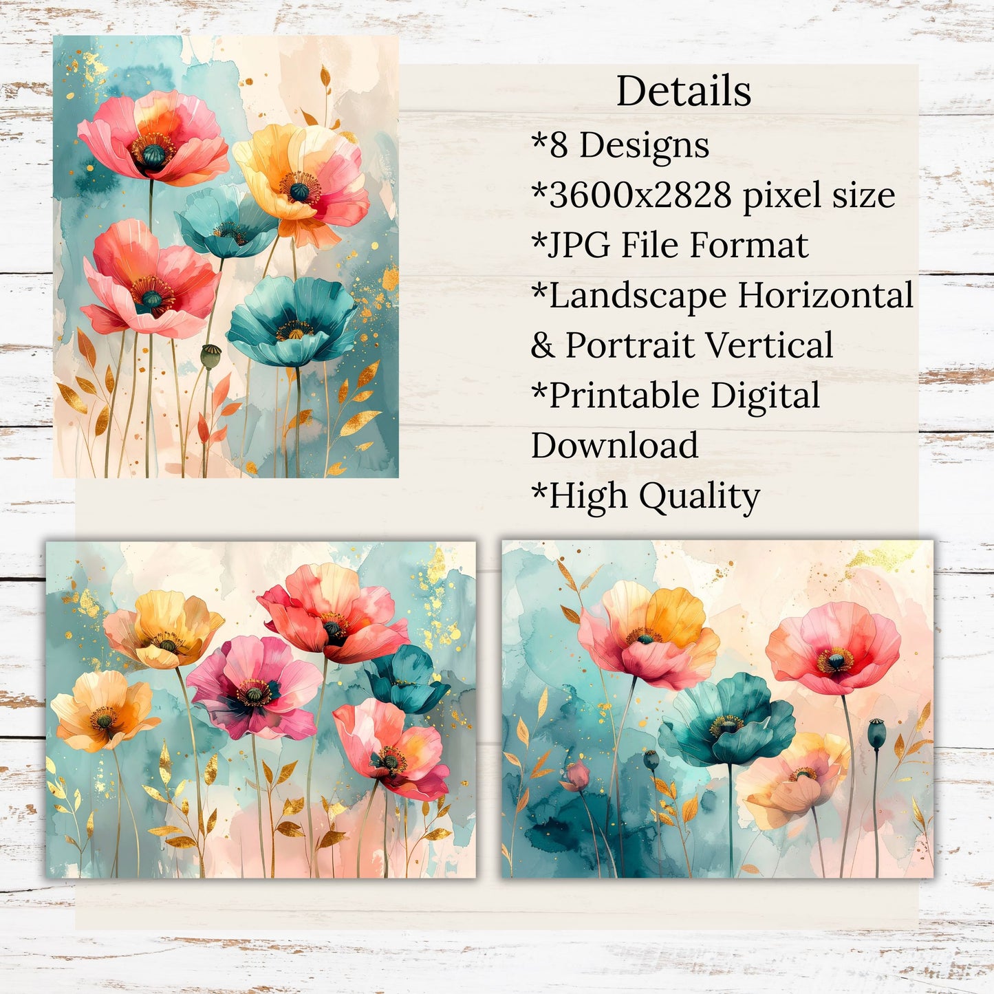 Watercolor Wildflower 2 Digital Paper Pack Bundle