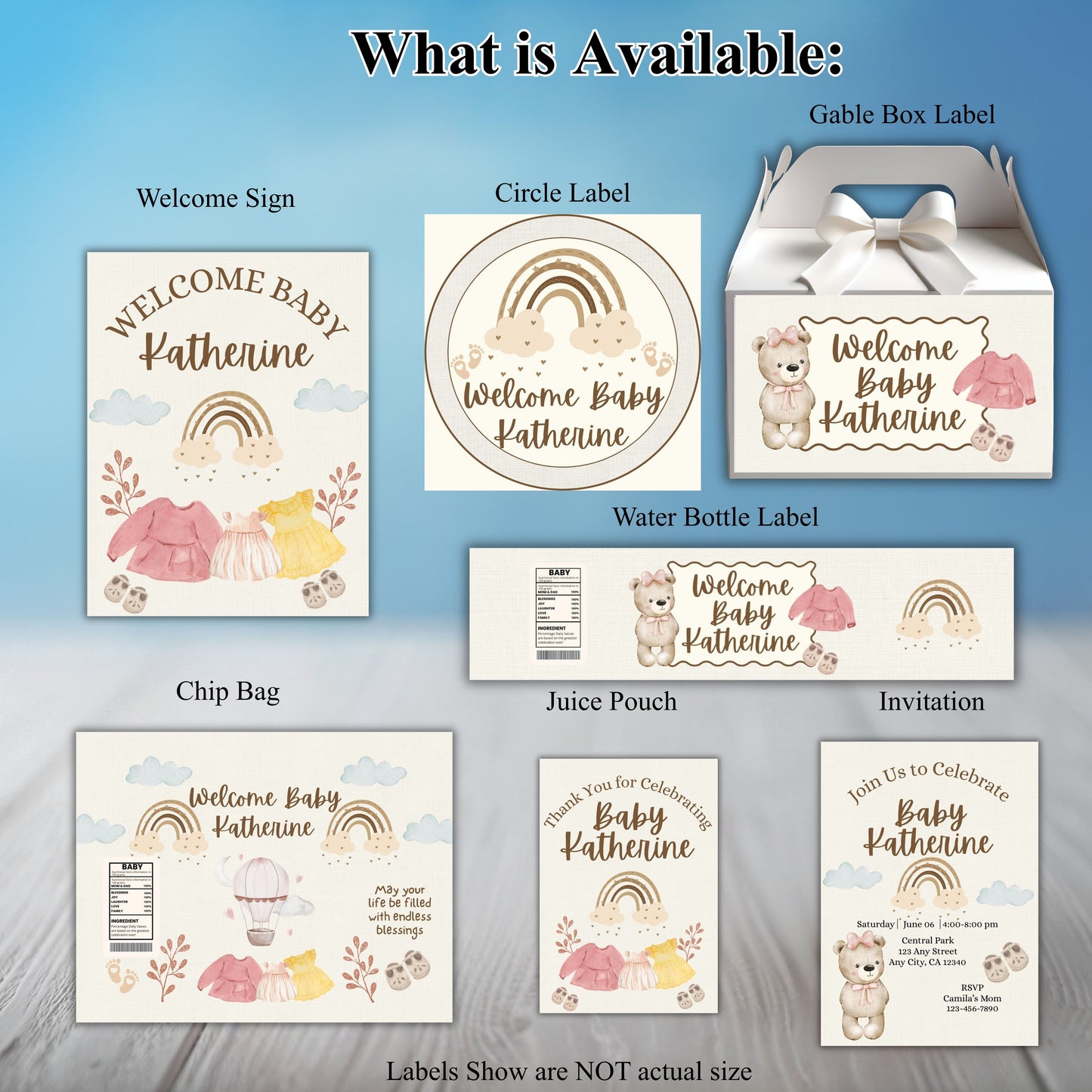 Boho Girls BabyShower Party Sticker Labels