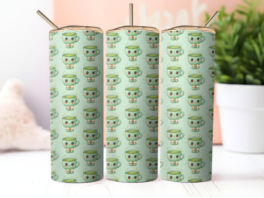 Kawaii Green Matcha Tea 5 Sublimation 20zo Tumbler Wrap PNG Digital Download