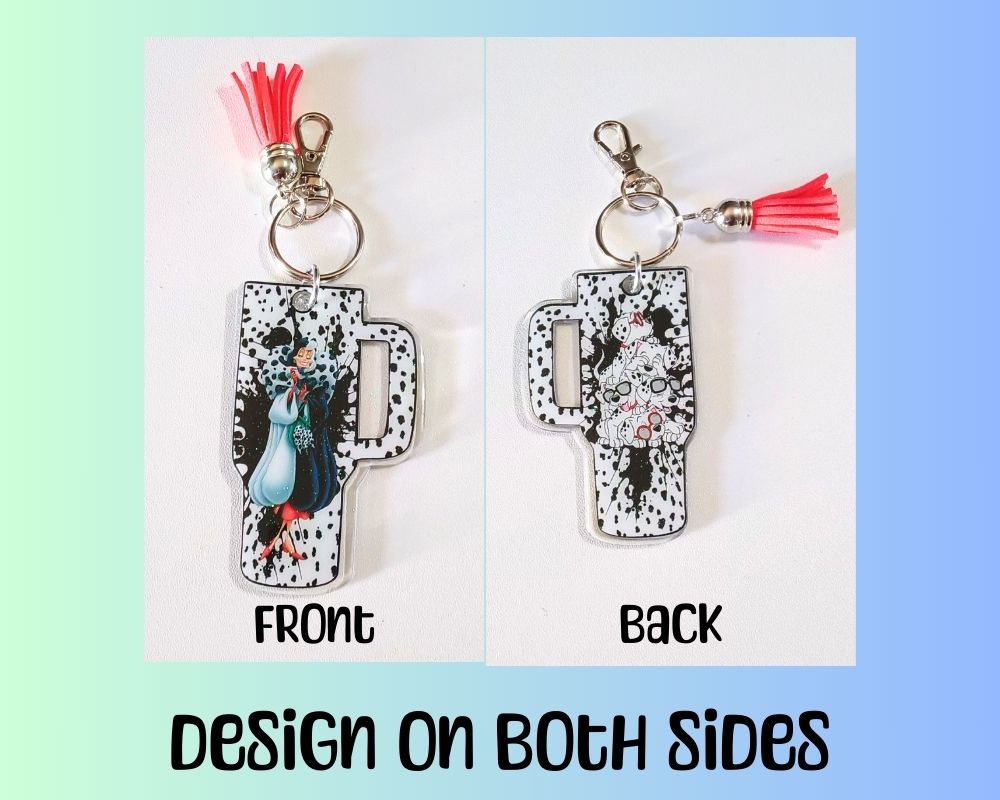 Cruela Villain Character Acrylic Resin Keychain