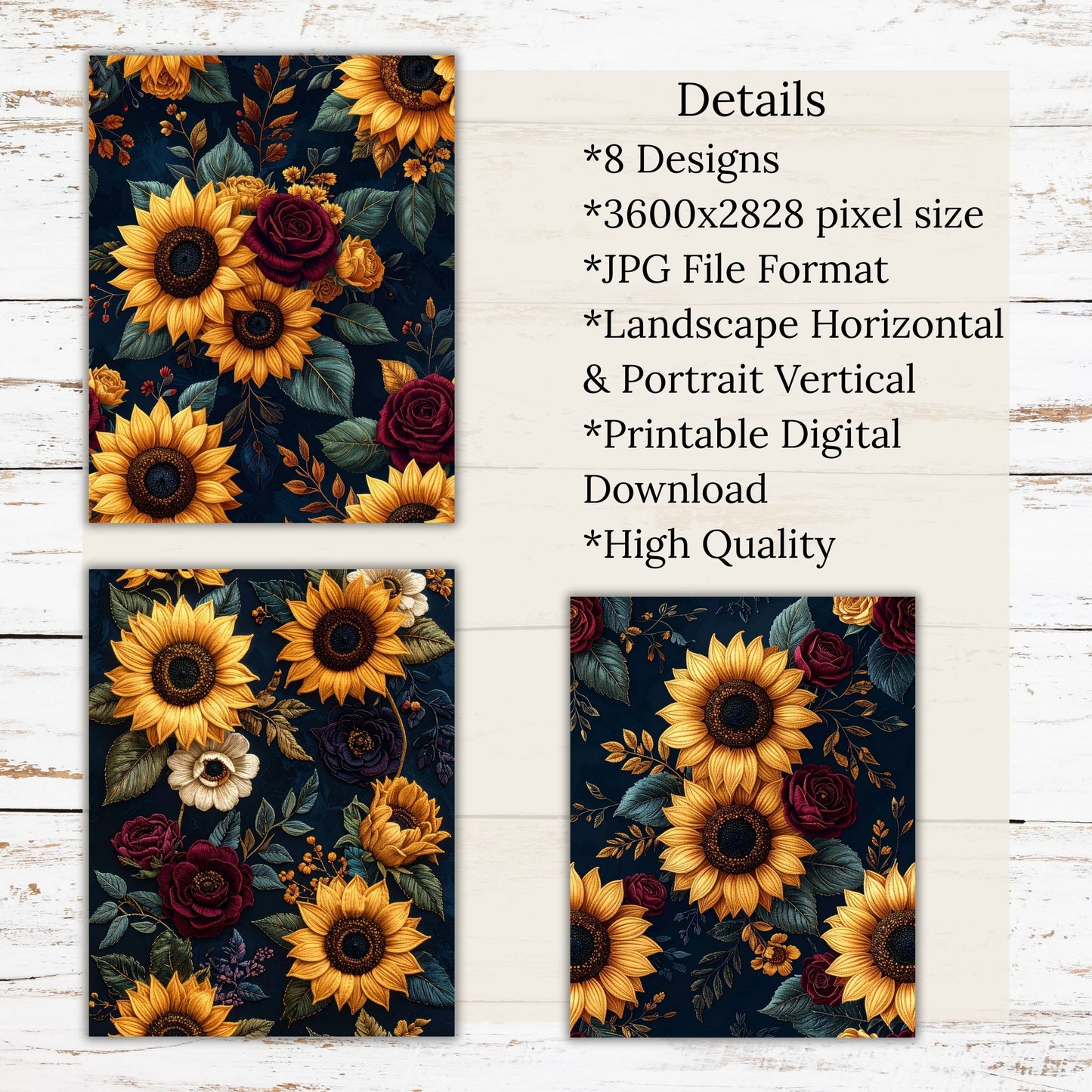 Sunflower Digital Paper Pack Bundle