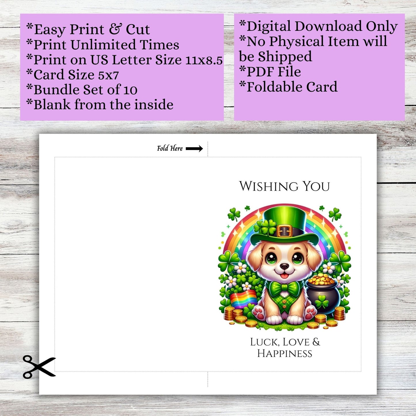 St Patrick PDF Printable Digital Greeting Cards Bundle Set