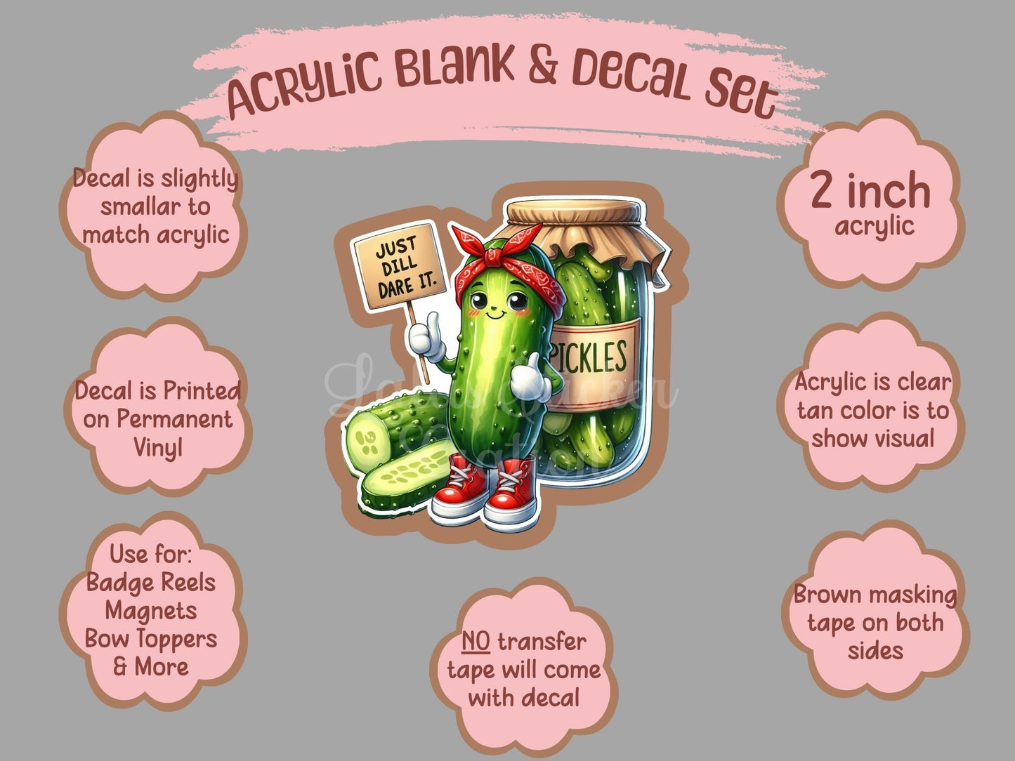 Pickle Jar Clear Acrylic Blank & Decal Set