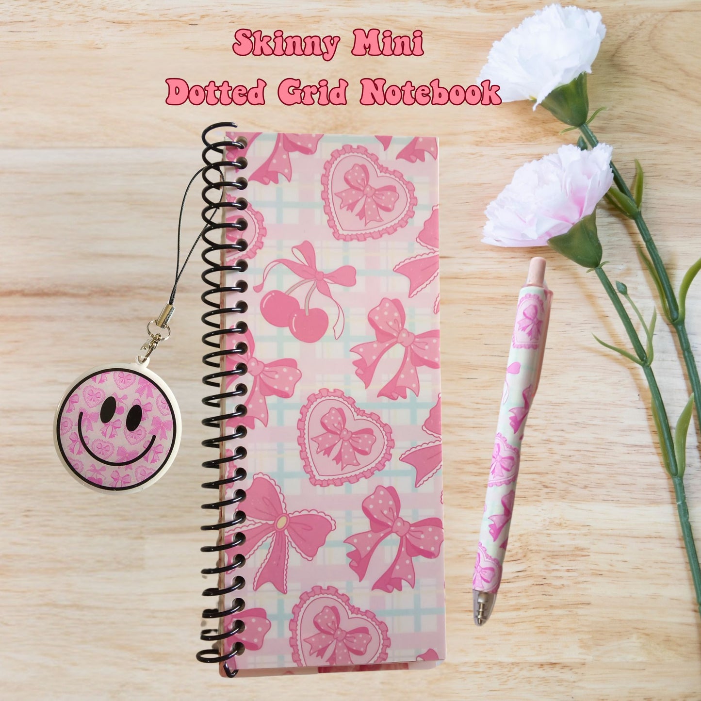 Pink Coquette Skinny Mini Dot Grid Spiral Notebook Gift Set