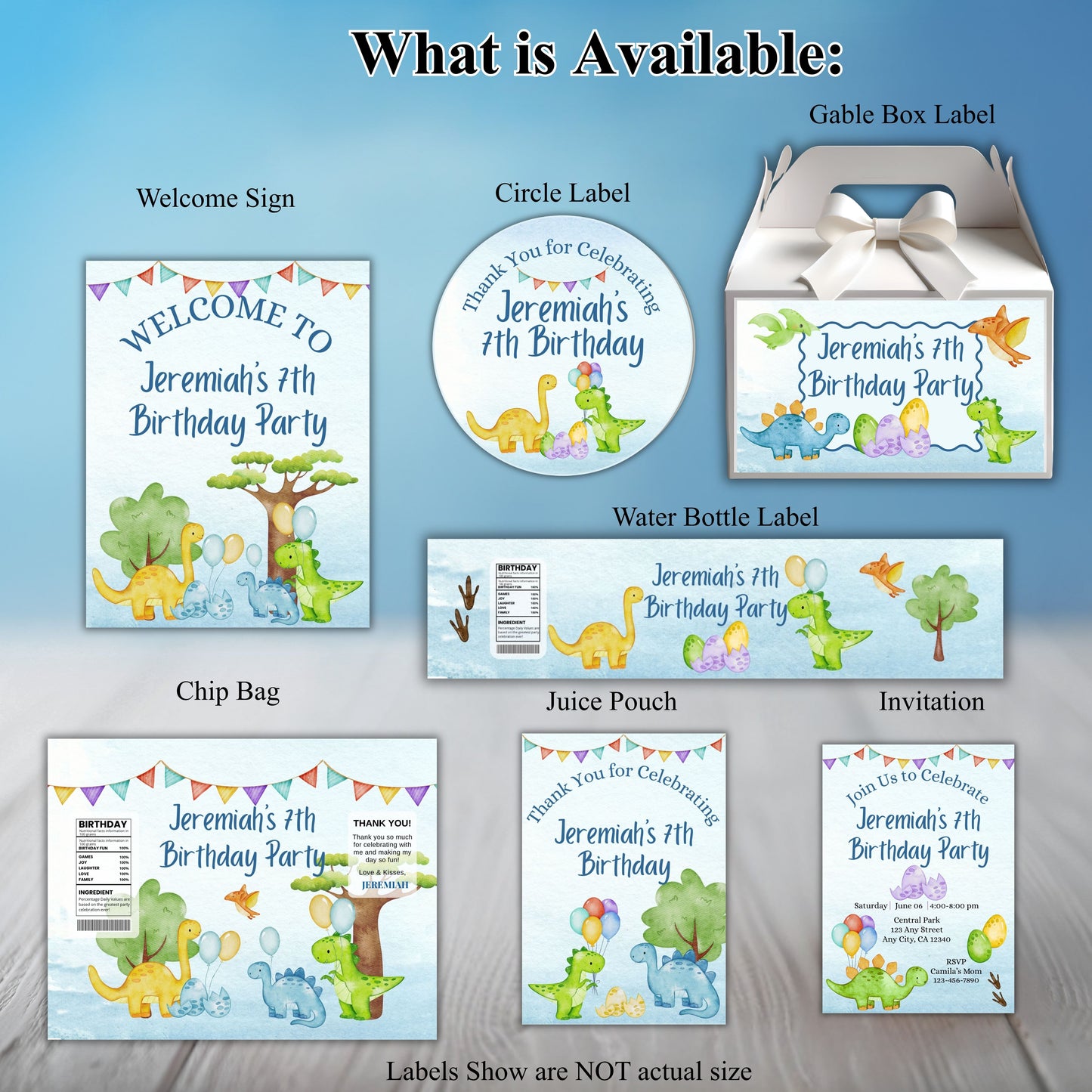 Dinosaur Birthday Party Sticker Labels