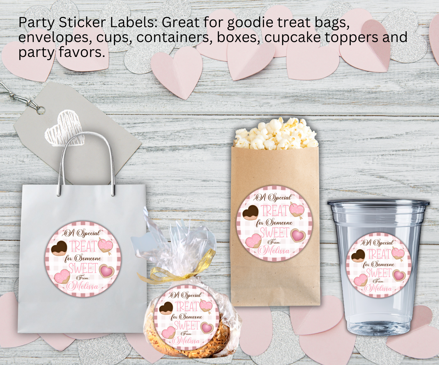 Pink Sweet Treat Valentines Party Sticker Labels