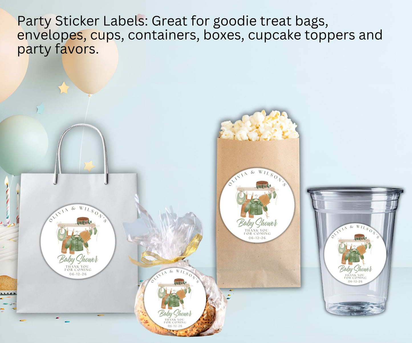 Baby Boy Baby Shower Party Sticker Labels