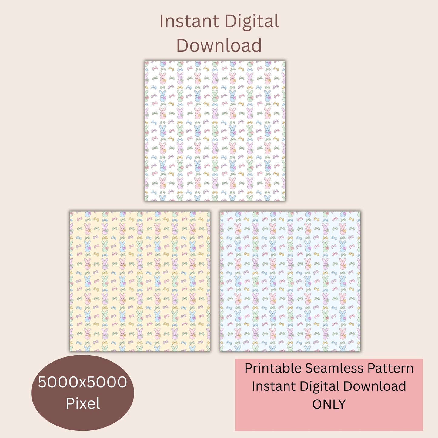 Easter Bunny Seamless Repeating Pattern Paper Bundle Set