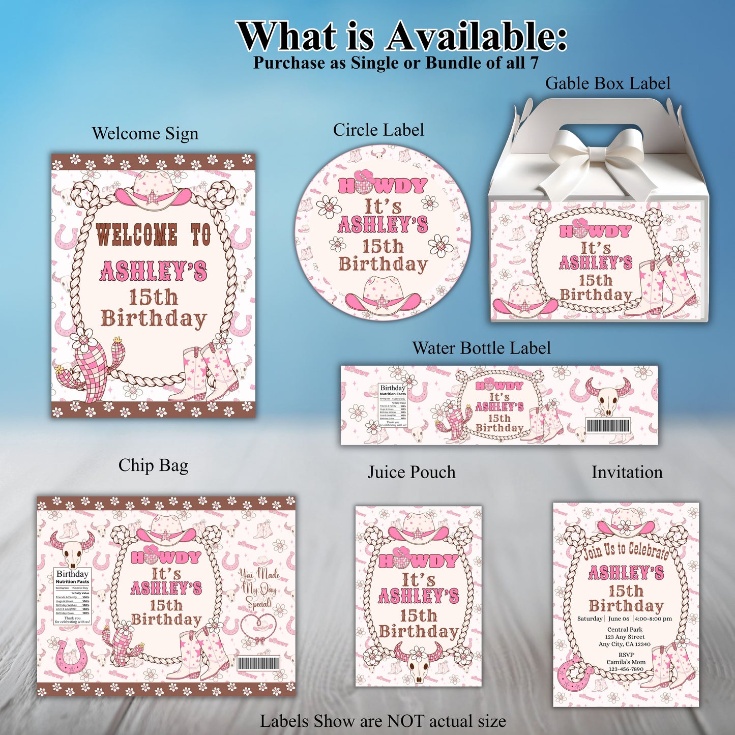 Western Girl Birthday Party Sticker Labels