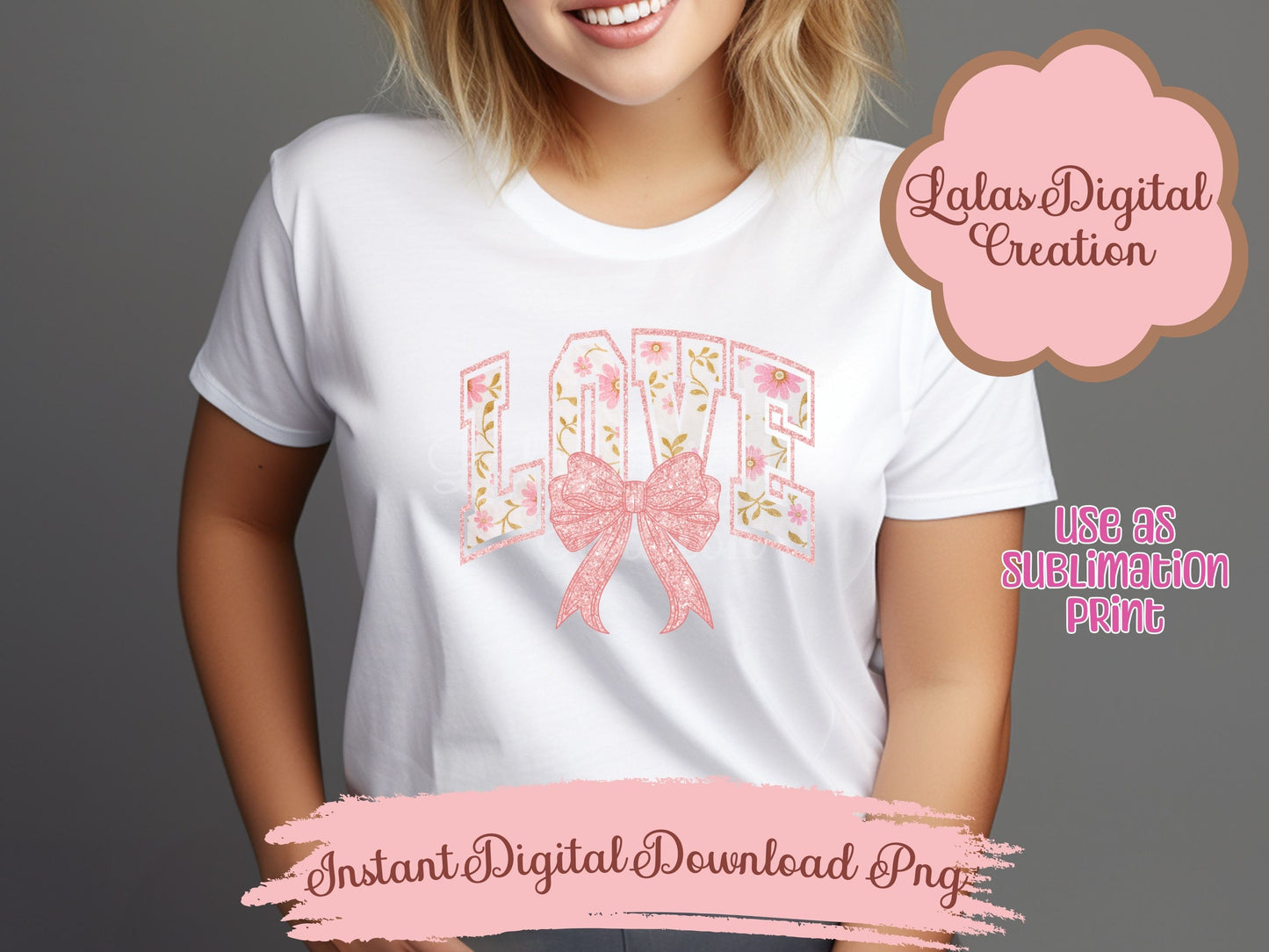 Pink Love Bow Clipart PNG Instant Digital Download