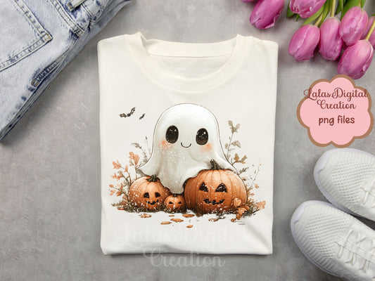 Retro Distress Ghost Clipart Instant Digital PNG Download