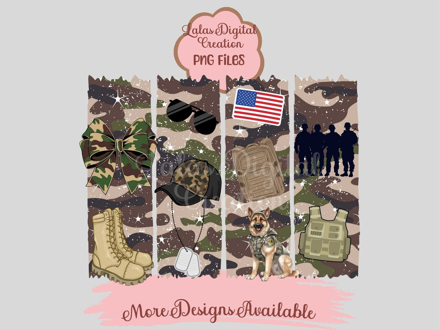 Camo Army Brushstroke Clipart PNG Instant Digital Download