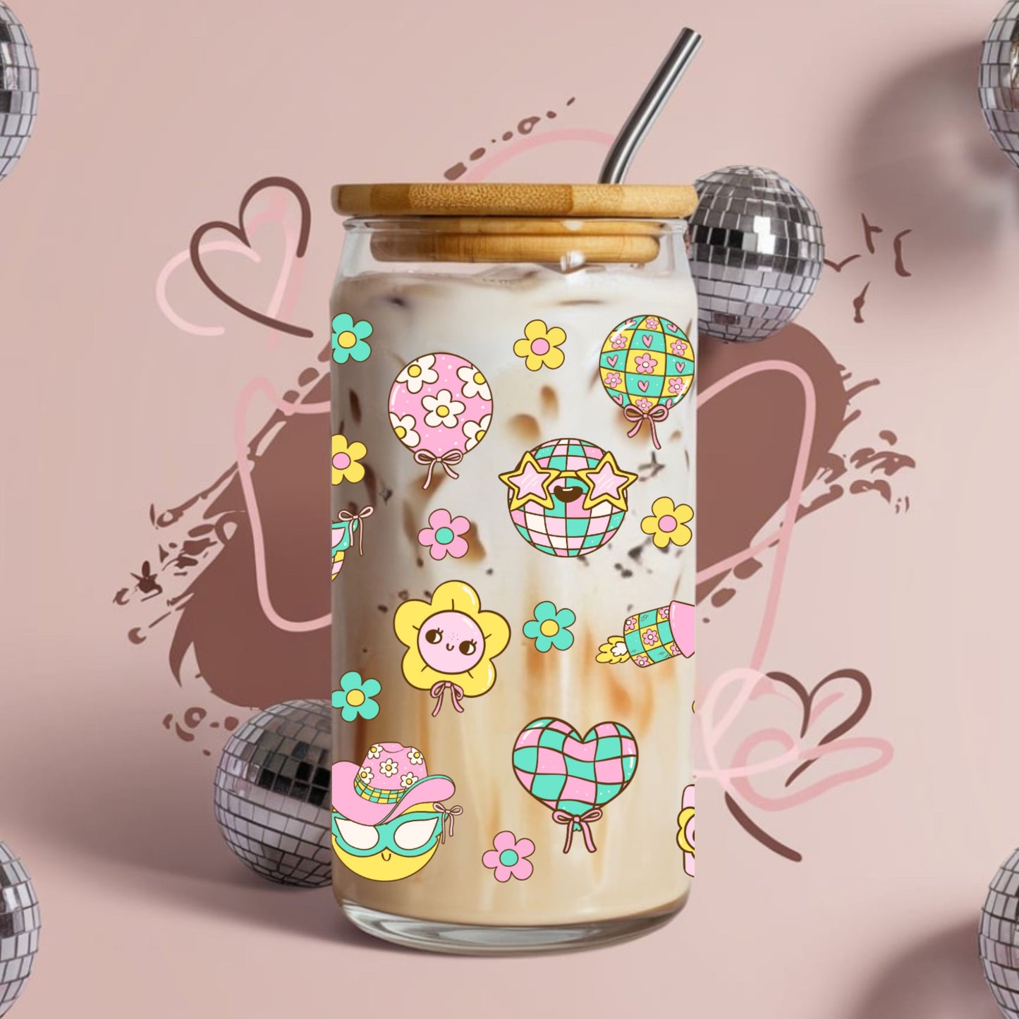 Groovy Party Libbey Glass Can Cup Wrap