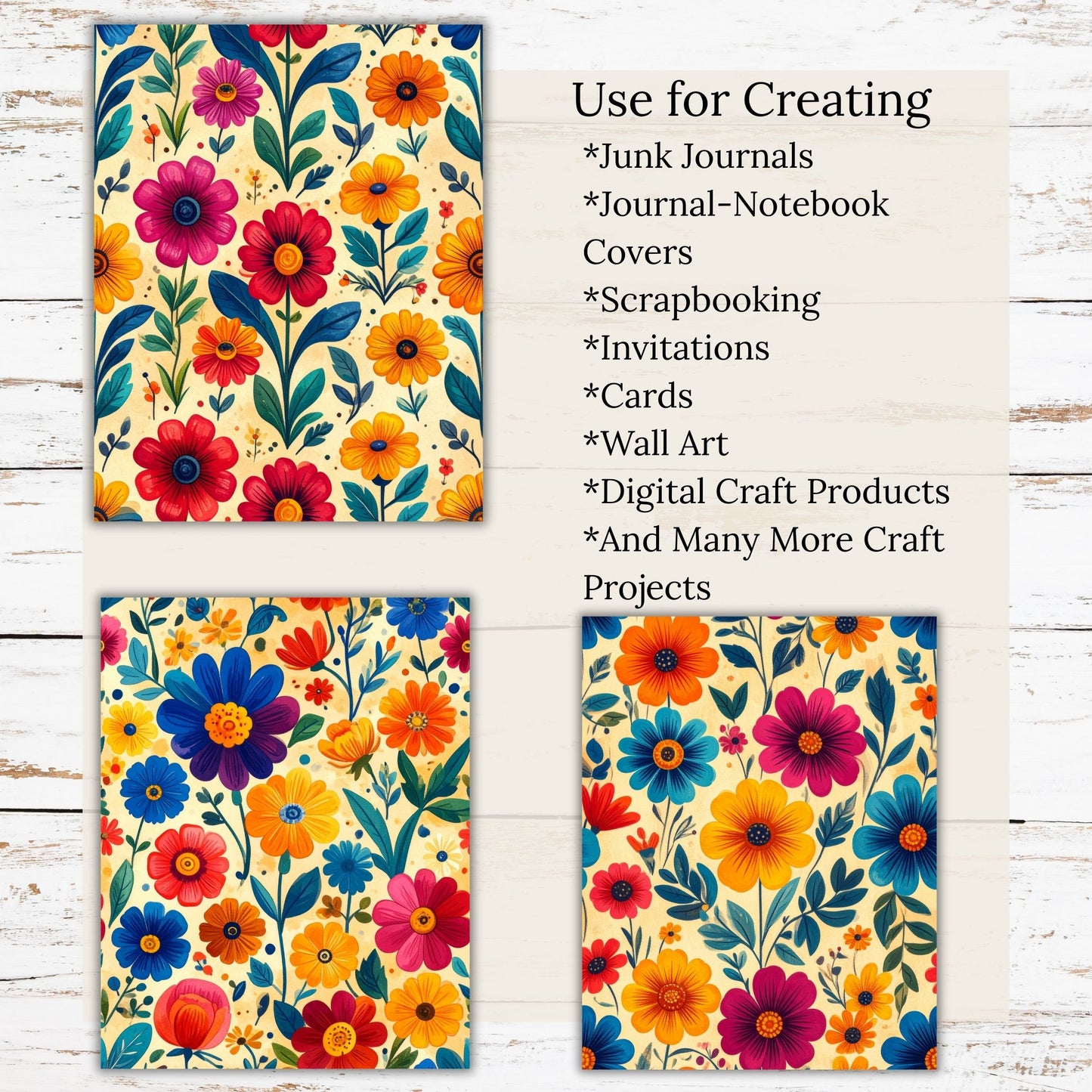 Bright Floral Digital Paper Pack Bundle