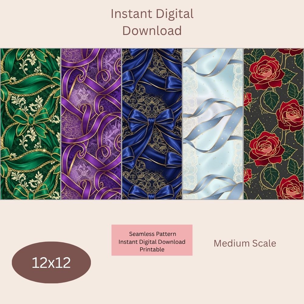 Elegant Bow 1 Digital Pattern Paper Bundle
