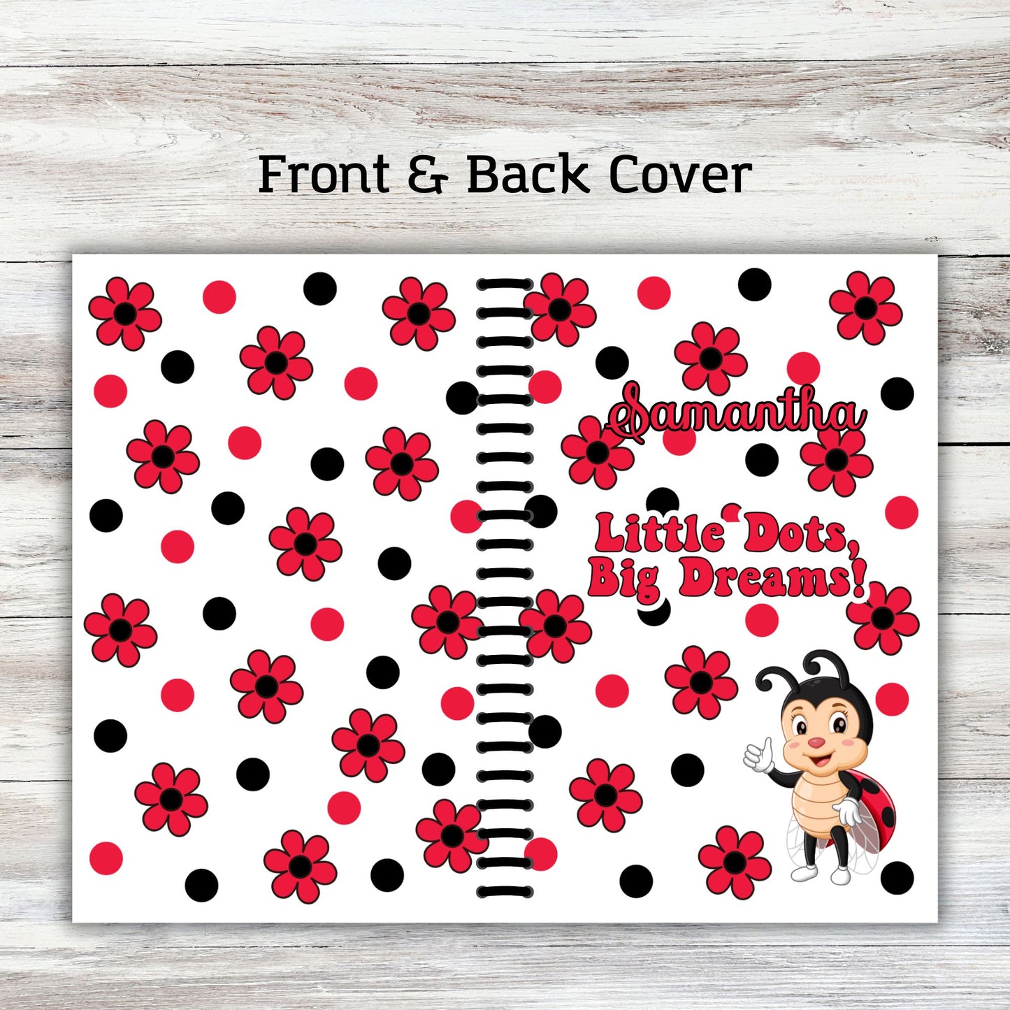 Ladybug Notebook Journal Dotted Grid or Lined pages