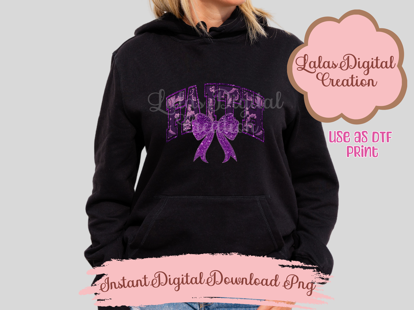 Purple Faith Bow Clipart PNG Instant Digital Download