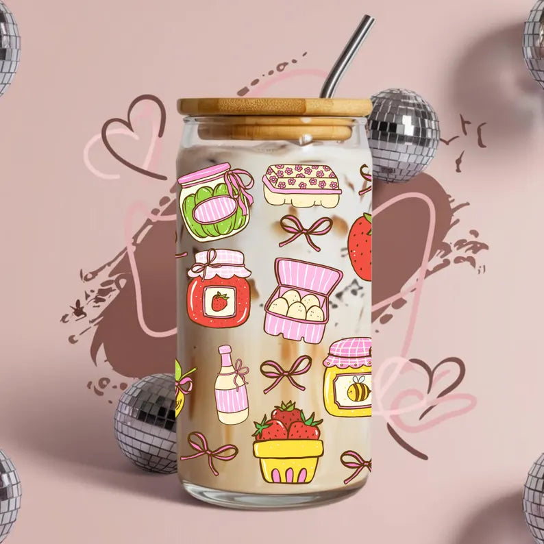 Farmers Market Libbey Glass Can Cup Wrap