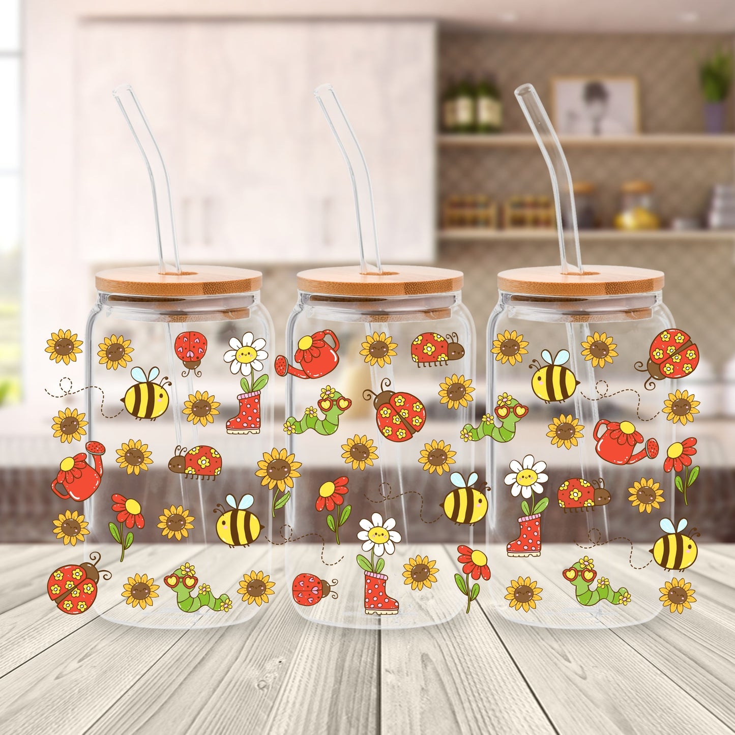 Groovy Bugs Libbey Glass Can Cup Wrap