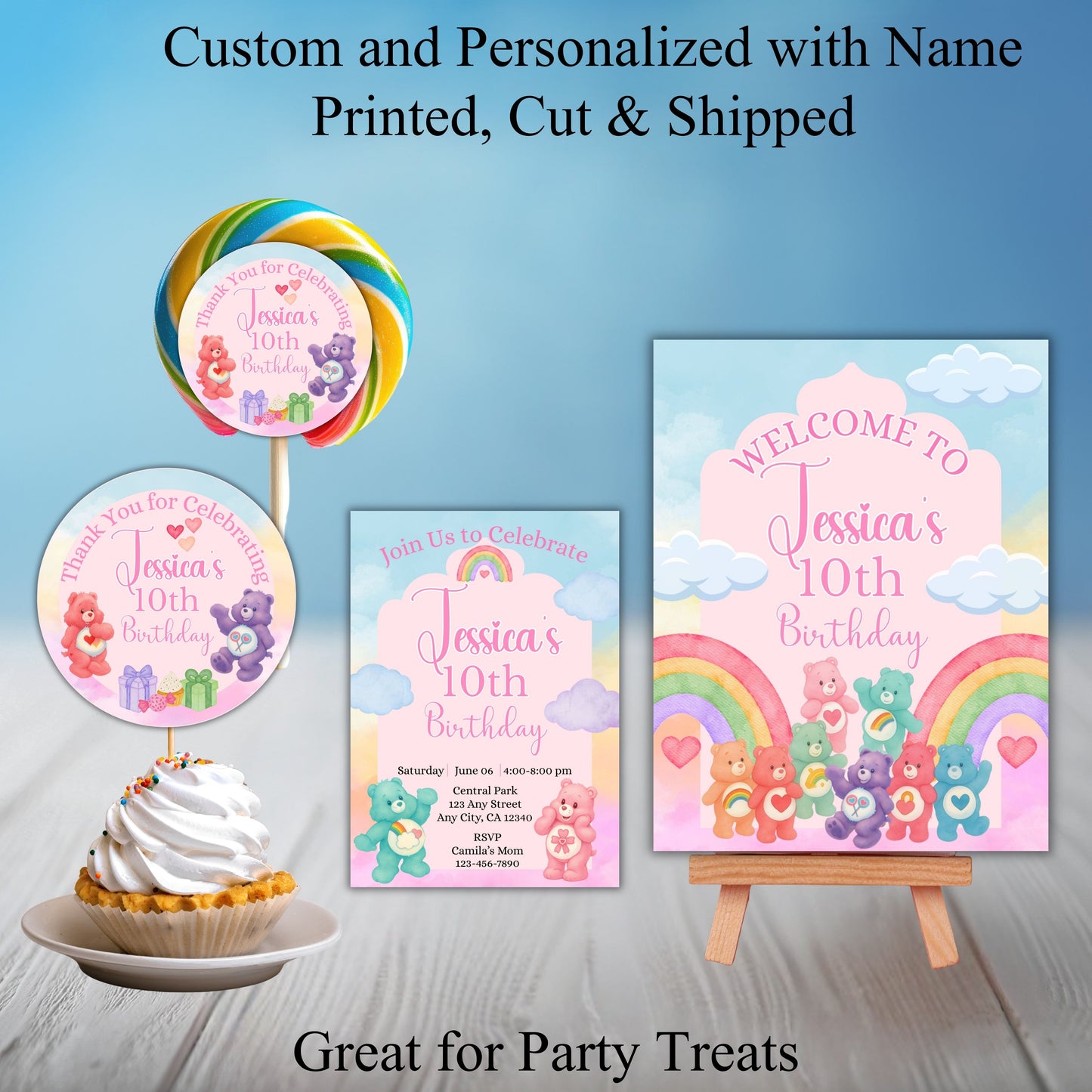 Care Bear Birthday Party Sticker Labels