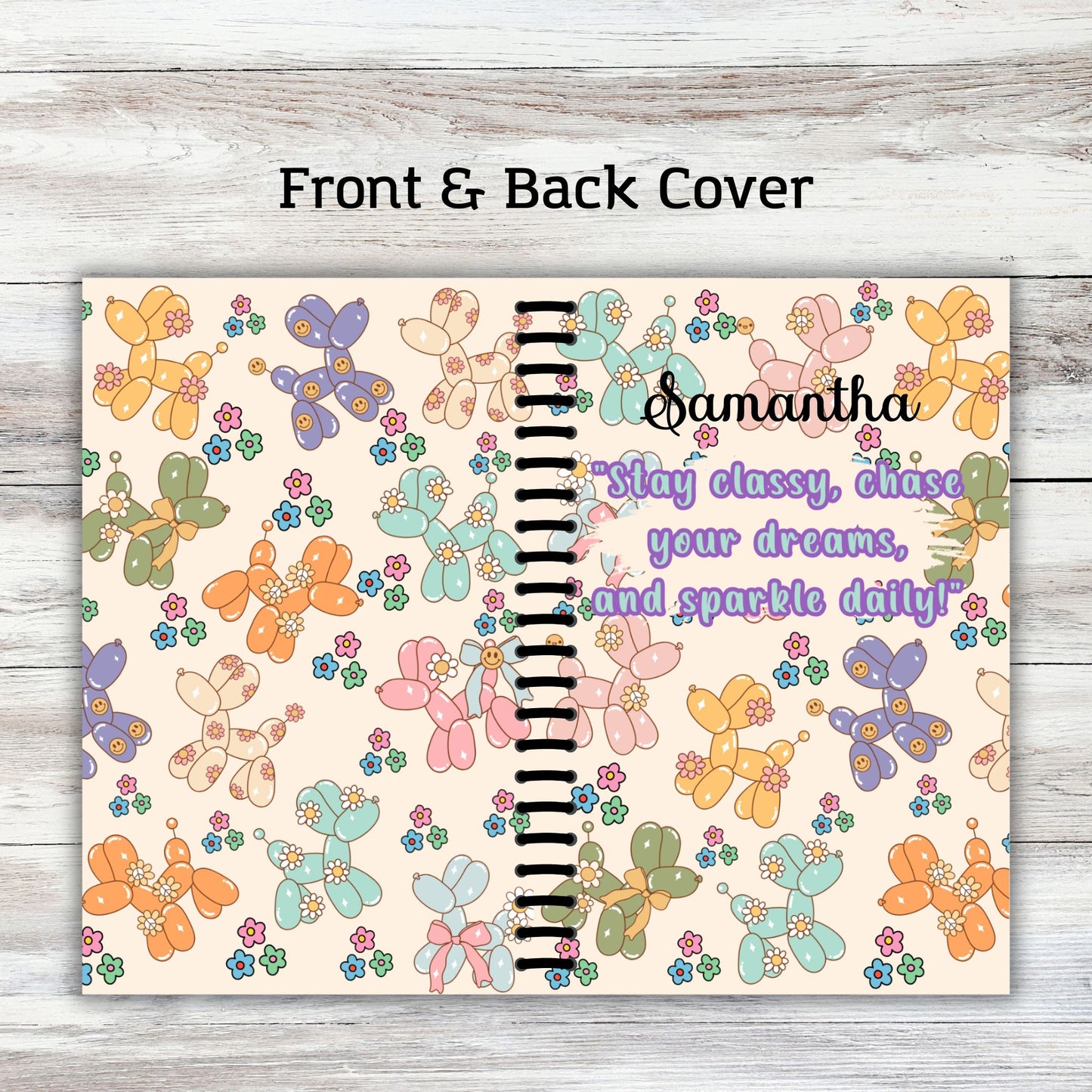 Preppy Balloon Dog Notebook Journal Lined or Dotted Grid Paper