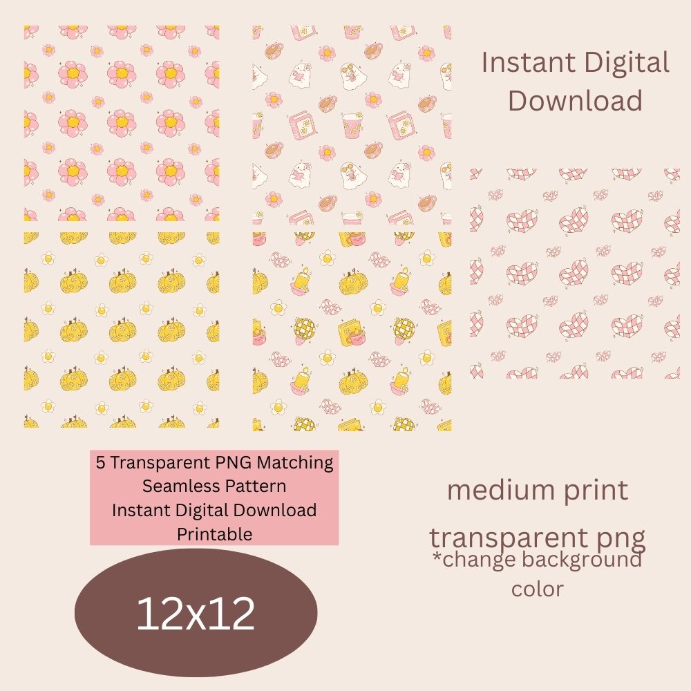 Groovy Retro Fall Ghost Seamless Digital Pattern Paper Set