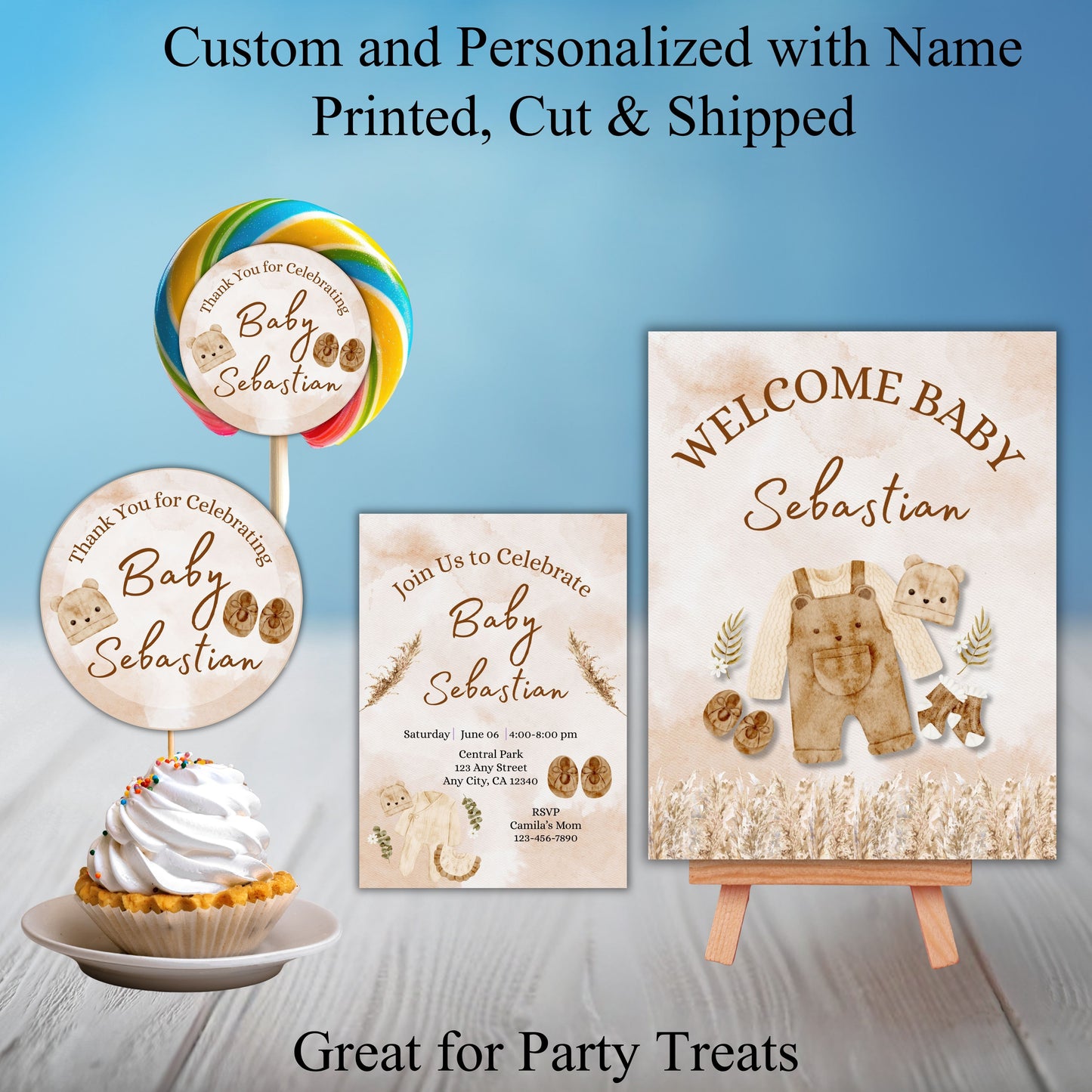 Boho Boys Baby Shower Party Sticker Labels