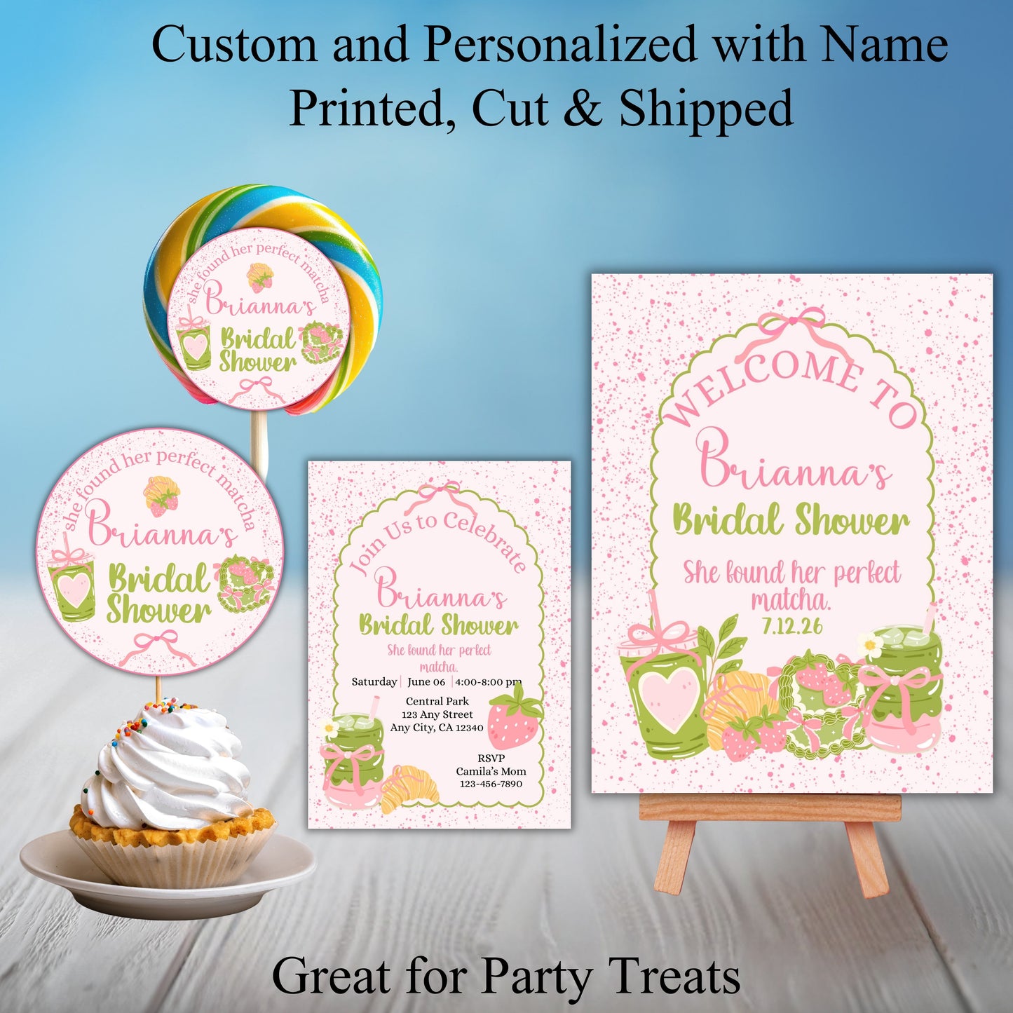 Matcha  Bridal Shower Party Sticker Labels