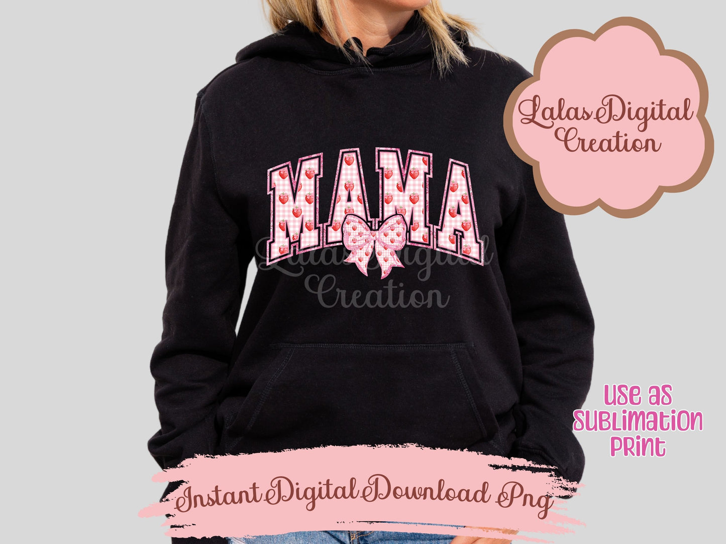 Pink Valentines MAMA Bow Varsity Clipart Bundle Instant Digital PNG Download