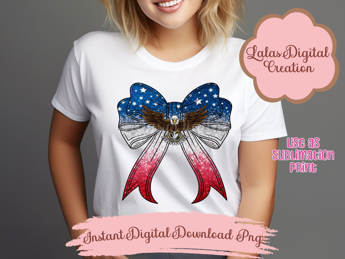 USA American Flag Coquette Bow Clipart PNG Instant Digital Download