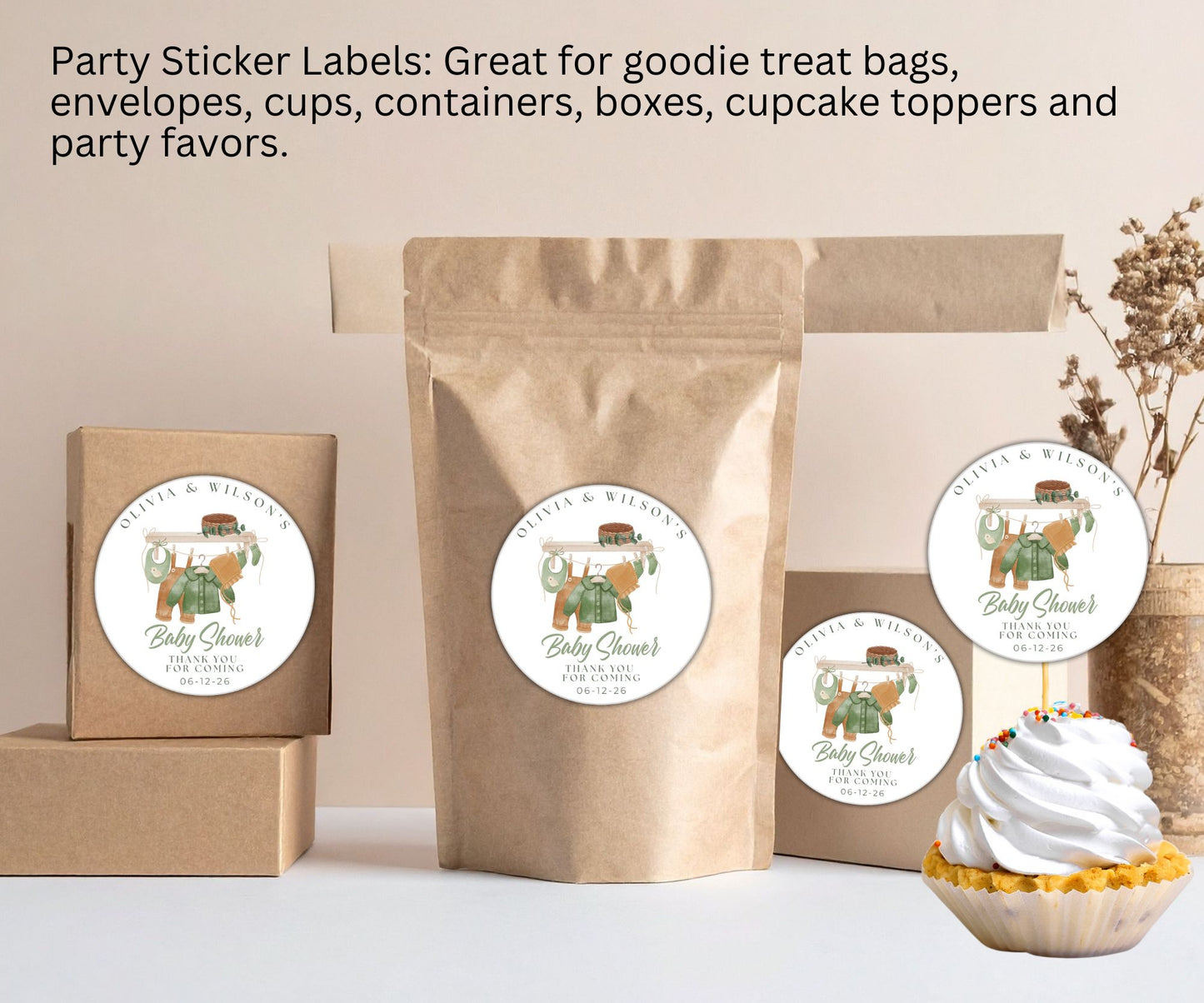 Baby Boy Baby Shower Party Sticker Labels