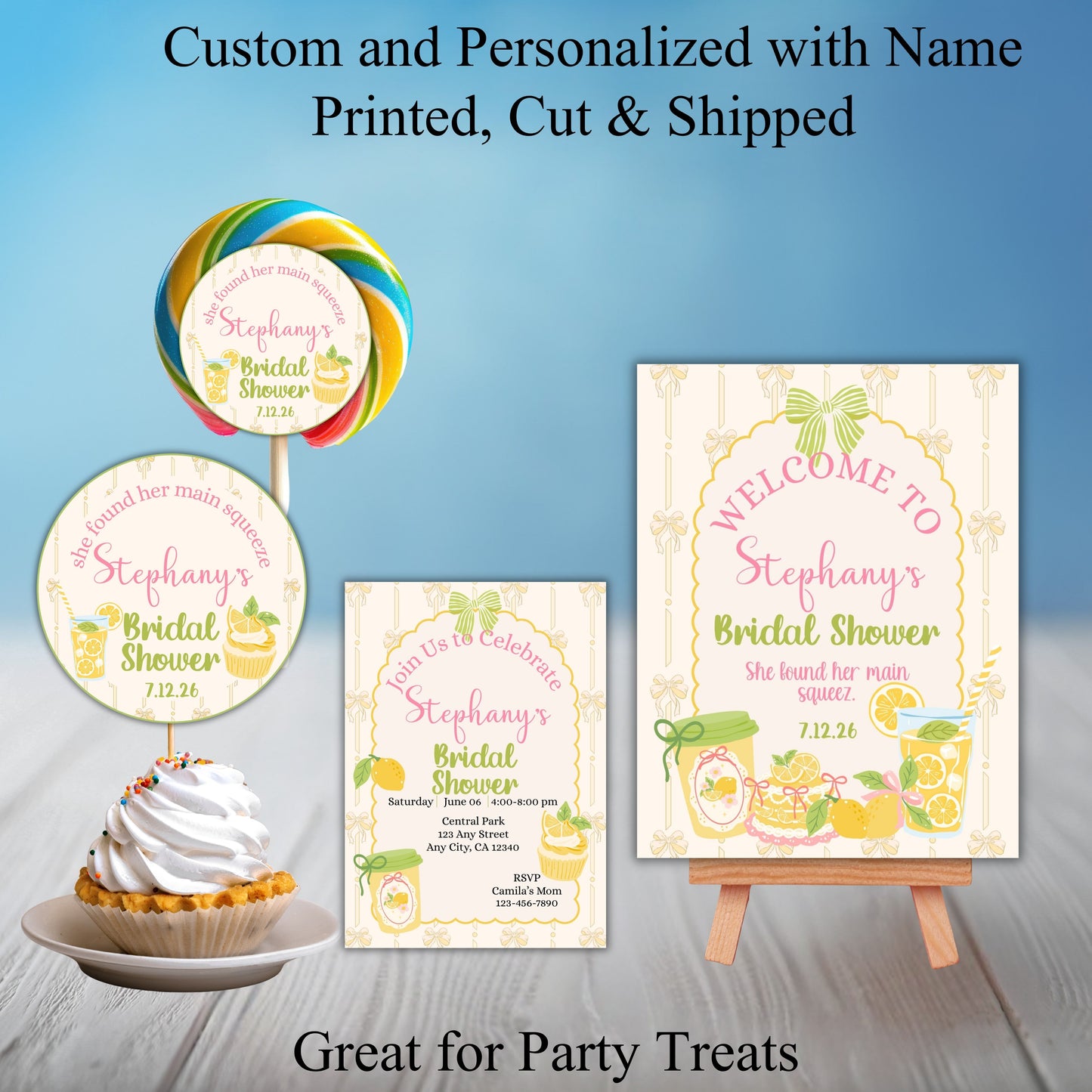 Lemon Bridal Shower Party Sticker Labels