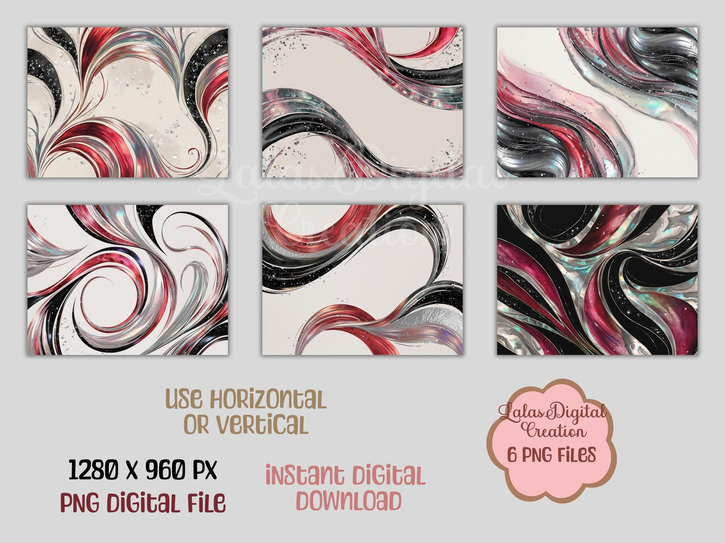 Iridescent Watercolor swirl Digital Pattern Paper Bundle