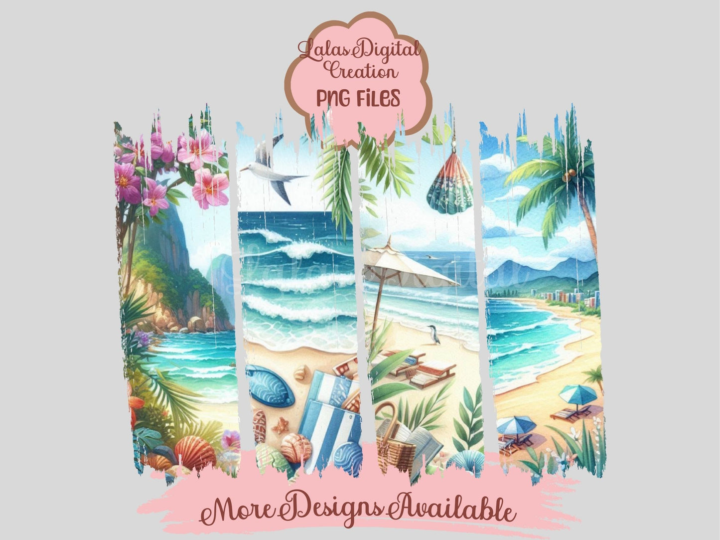 Beach Brushstroke Clipart PNG Instant Digital Download