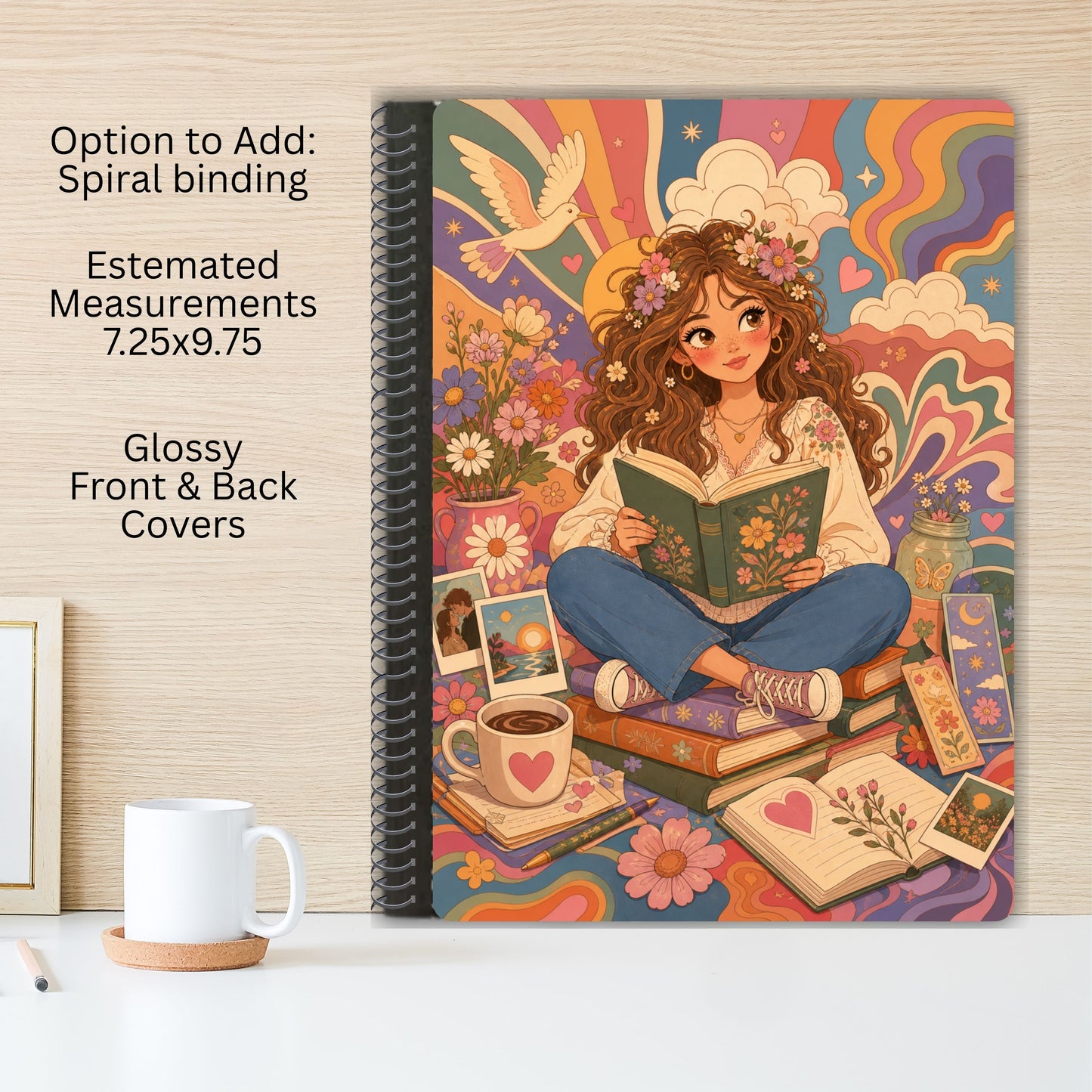 Boho Girl Altered Composition Notebook-Add Spiral Binding