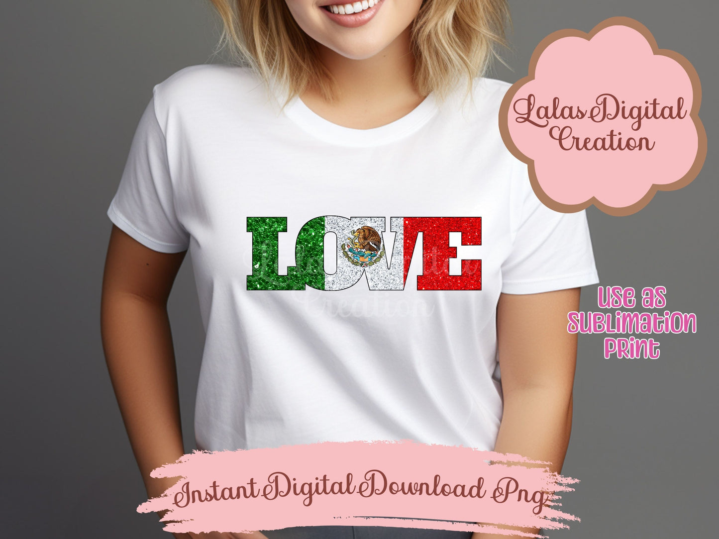 Mexico Flag LOVE Clipart PNG Instant Digital Download