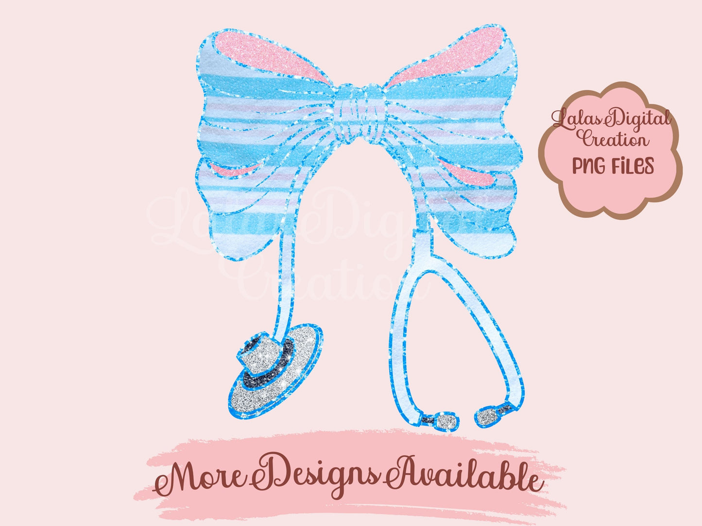 Nurse Stethoscope Bow Receiving Blanket Clipart PNG Instant Digital Download