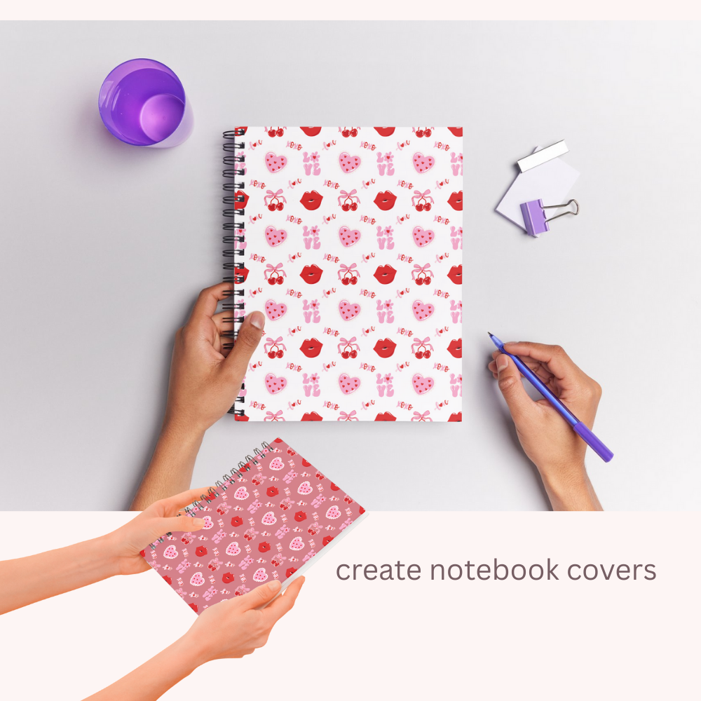 Valentines Cherry & Kisses Seamless Repeating Pattern Paper Bundle Set