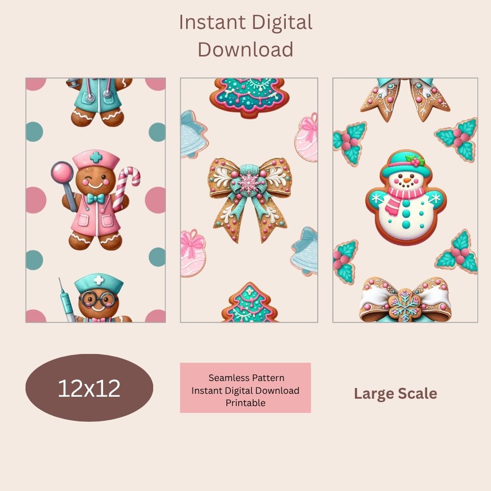 GingerBread Man Digital Pattern Paper Bundle