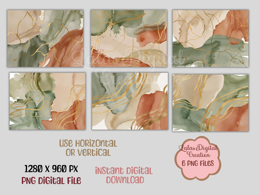 Boho Watercolor Gold Foil Digital Pattern Paper Bundle