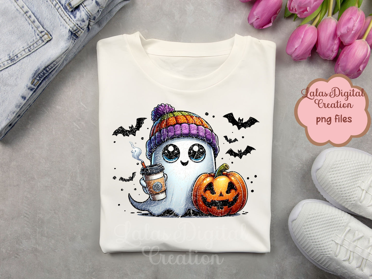 Groovy Retro Ghost Clipart Instant Digital PNG Download