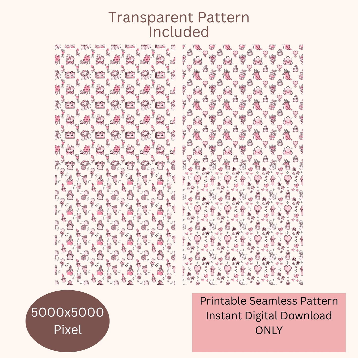 Preppy Coquette Girly Seamless Repeating Pattern Paper Bundle Set