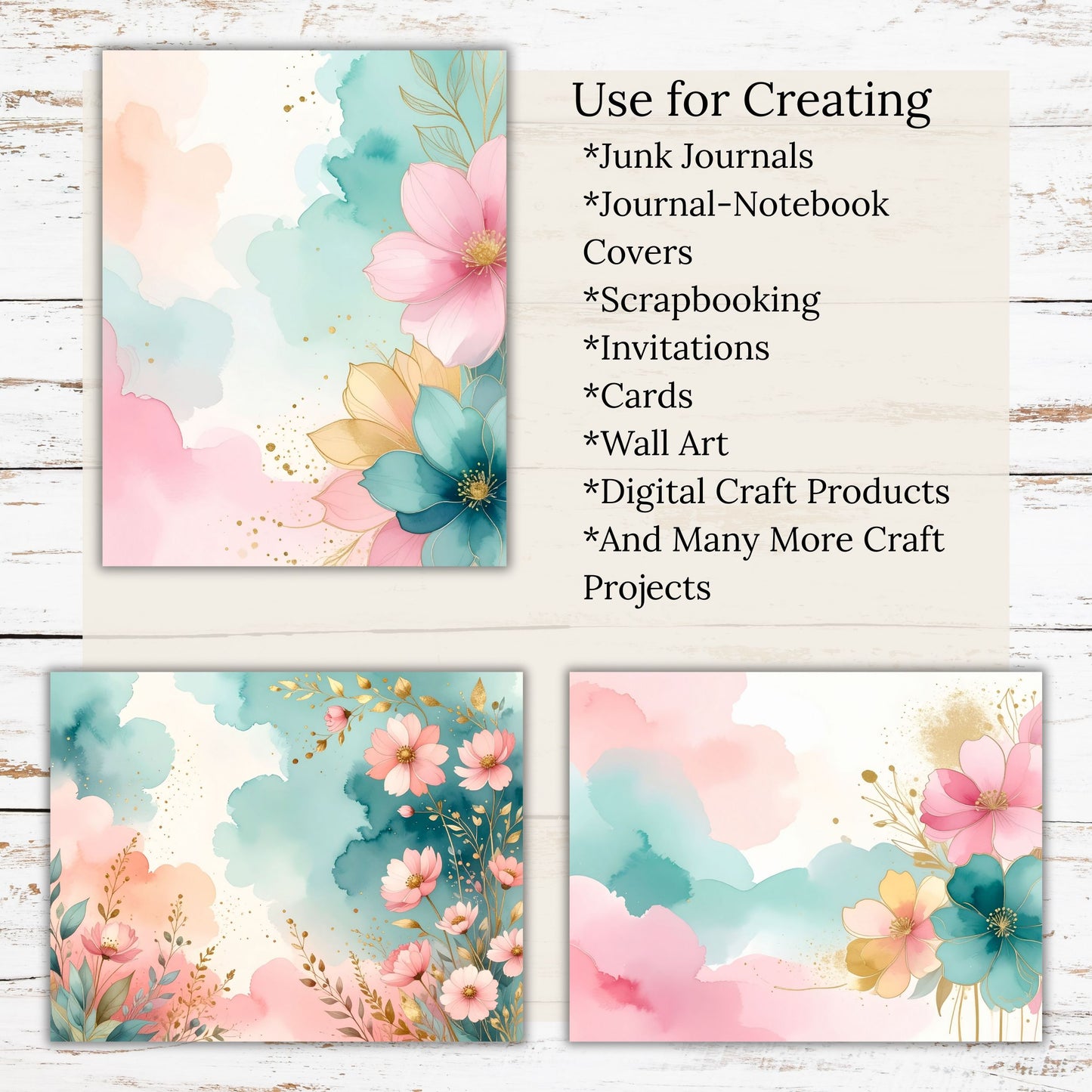 Watercolor Floral Digital Paper Pack Bundle
